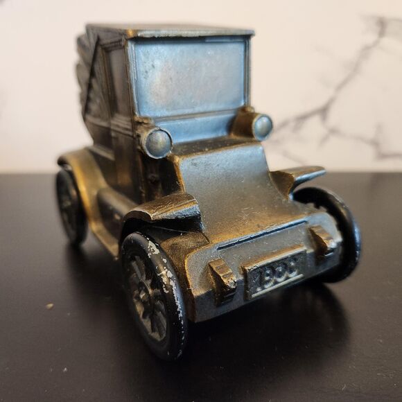 Metal Car Bank Pill Box Coupe Banthrico ROLLS Advertising Nutley NJ Bronze VTG - Picture 8 of 9